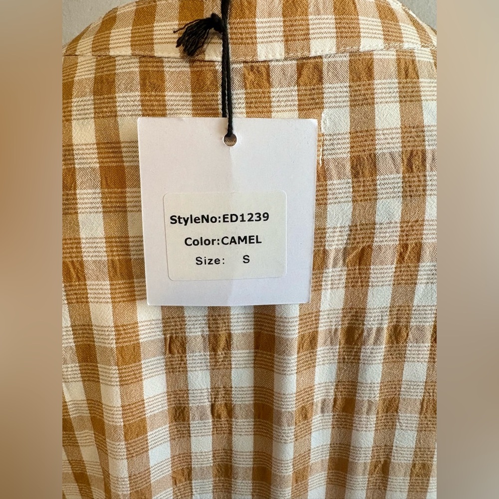 ON YOU White and Camel Gingham Maxi Dress - Picture 7 of 8
